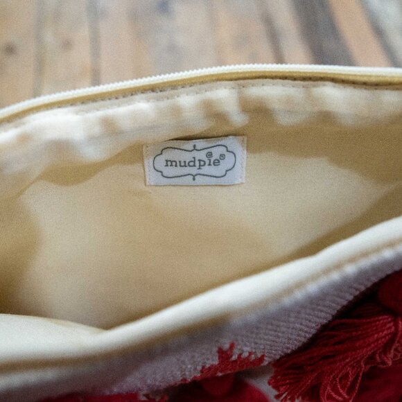 Mud Pie Clutch / Make Up Bag Orange / Cream - Picture 3 of 3